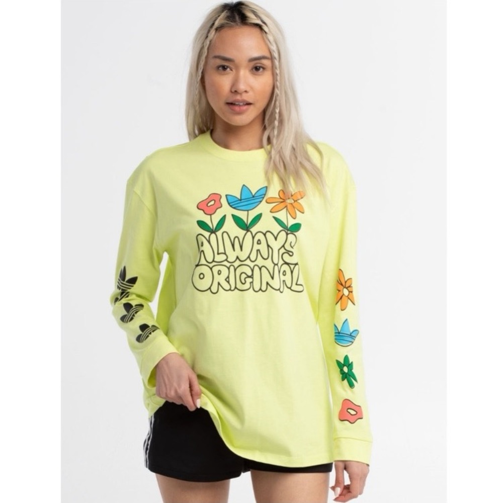 ADIDAS🌷Neon Floral Longsleeve Tee
